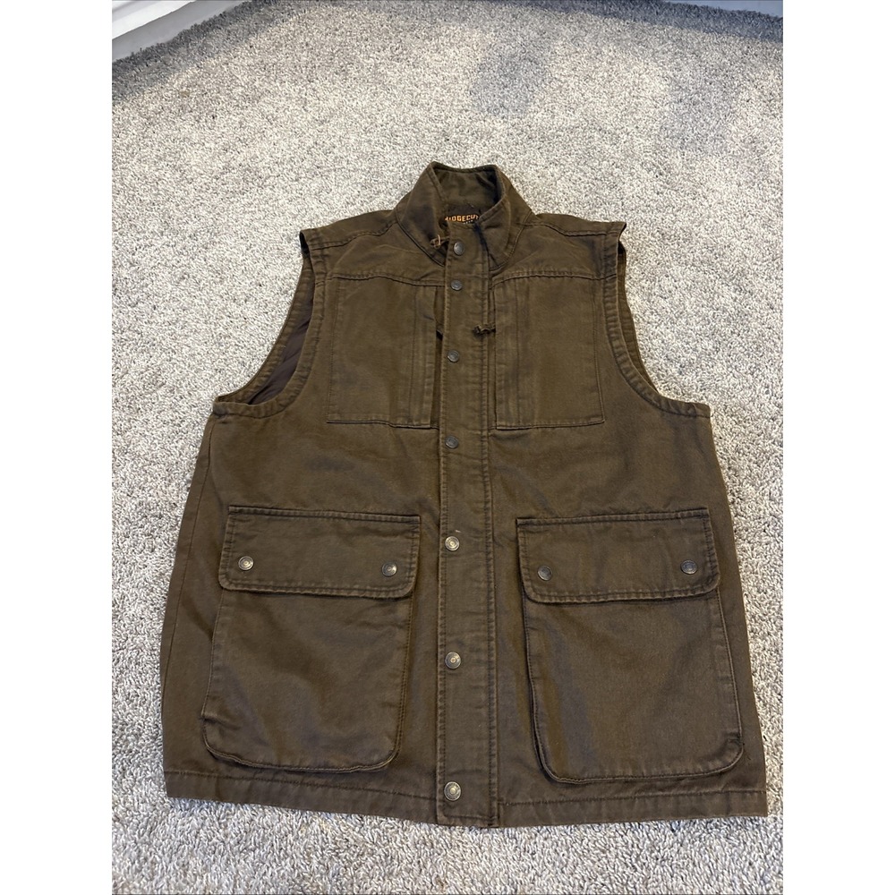Ridgecut Toughwear Faux Leather Work Vest Men's M Brown Utility Pockets EUC